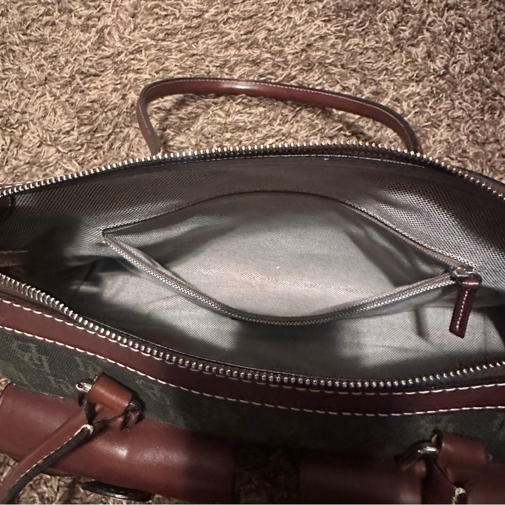 Rooney & Bourke Vintage Shoulder Bag Green Canvas with Brown Leather Trim/Accent - Picture 17 of 17